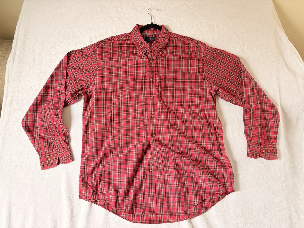 Brooks Brothers 346 Long Sleeve Shirt Mens Large Red Plaid